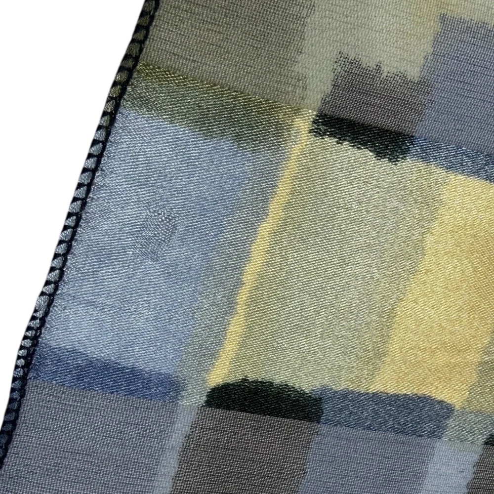 Womens Blue Yellow Geometric Pattern‎ Lightweight Scarf Wrap 59x13